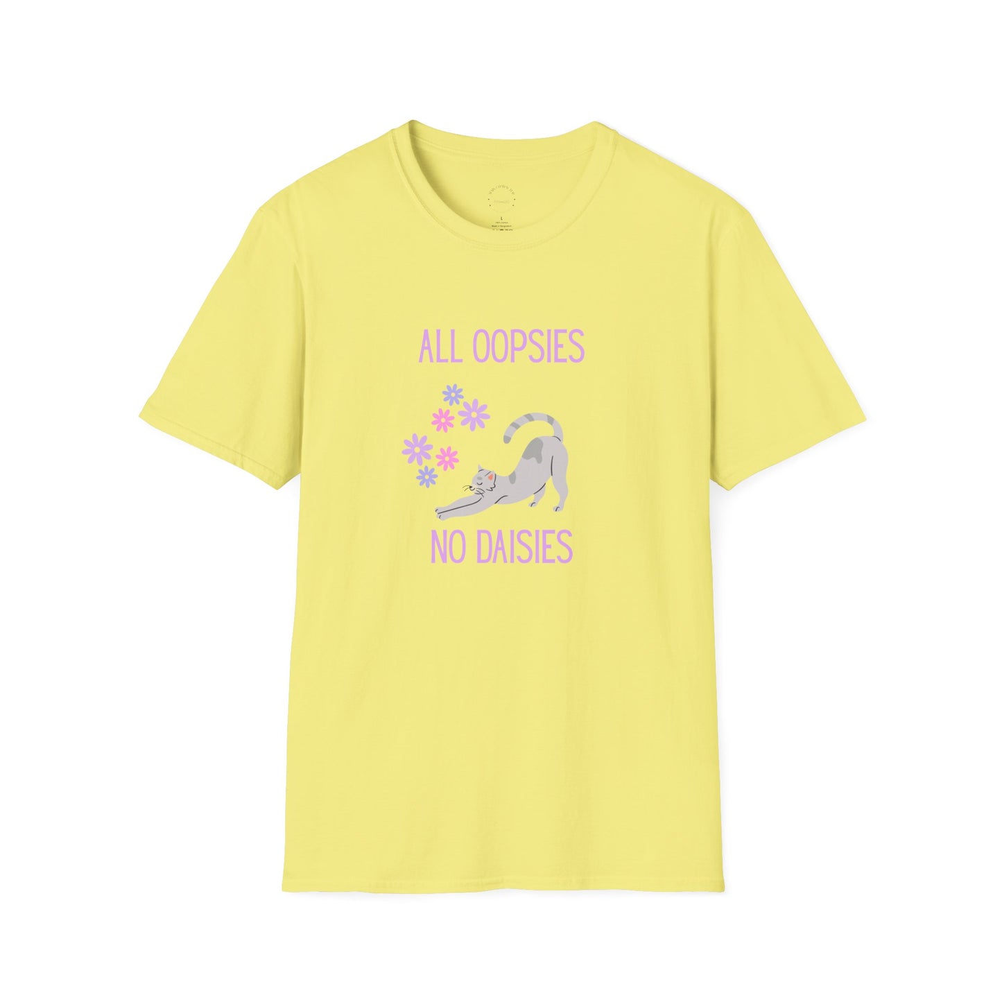 All Oopsies No Daisies Cat T‑Shirt – Cute Pastel Floral Cat Tee