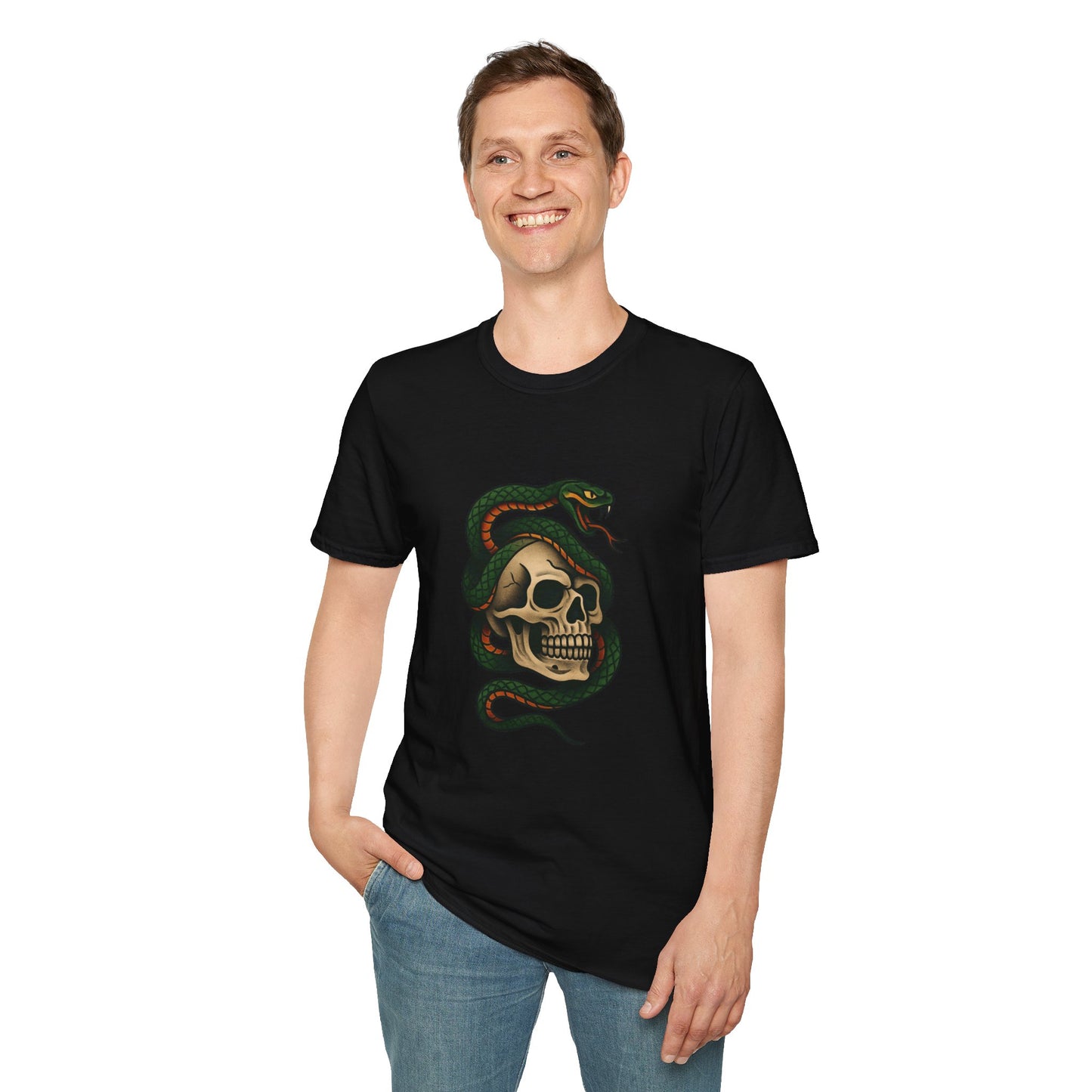 Snake and Skull T-Shirt | Unisex Graphic Tee, Edgy Fashion, Halloween Outfit, Vintage Style, Casual Wear