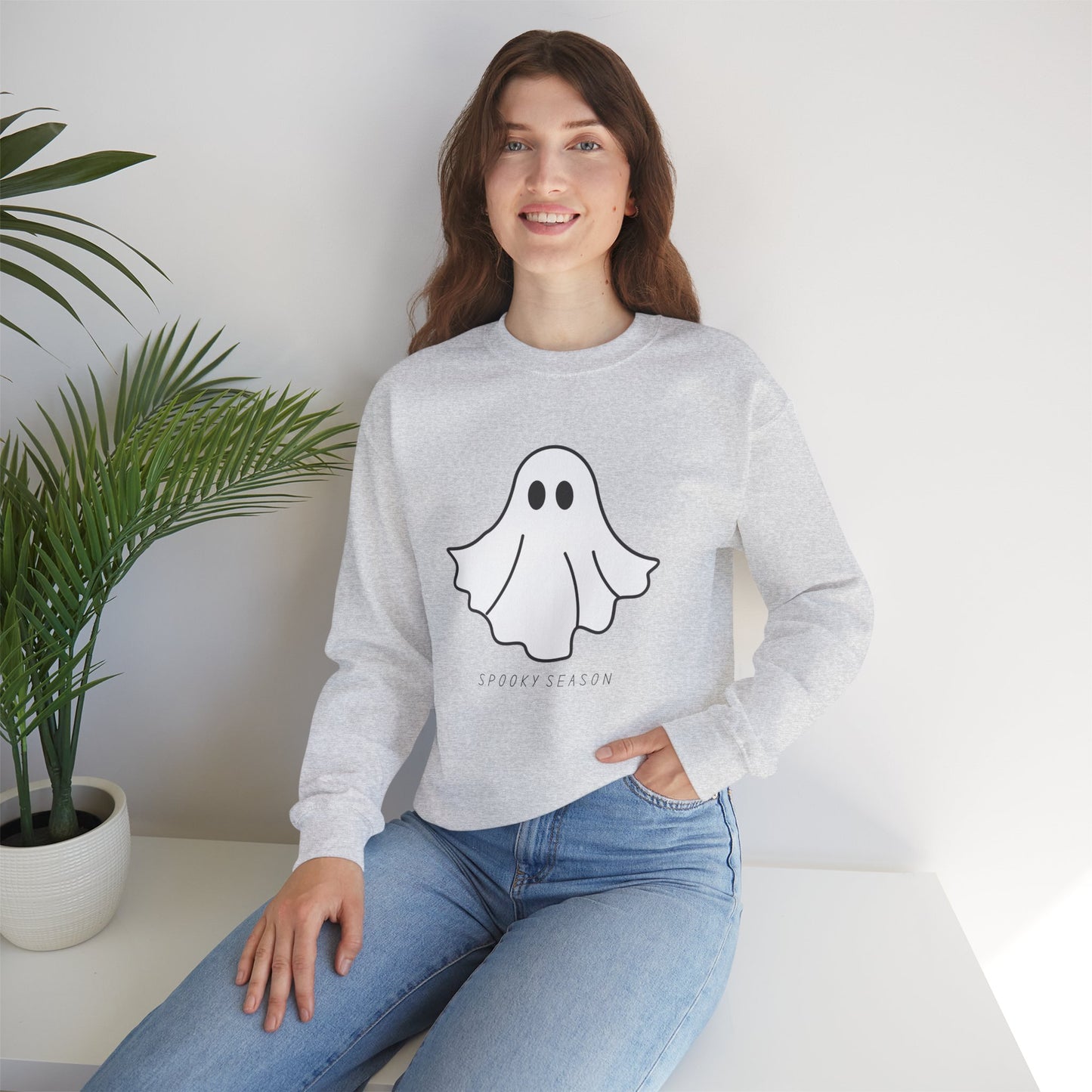 Spooky Season Ghost Sweatshirt, Cozy Halloween Crewneck for All Ages, Perfect Gift for Fall Celebrations, Unisex Sweatshirt, Spooky