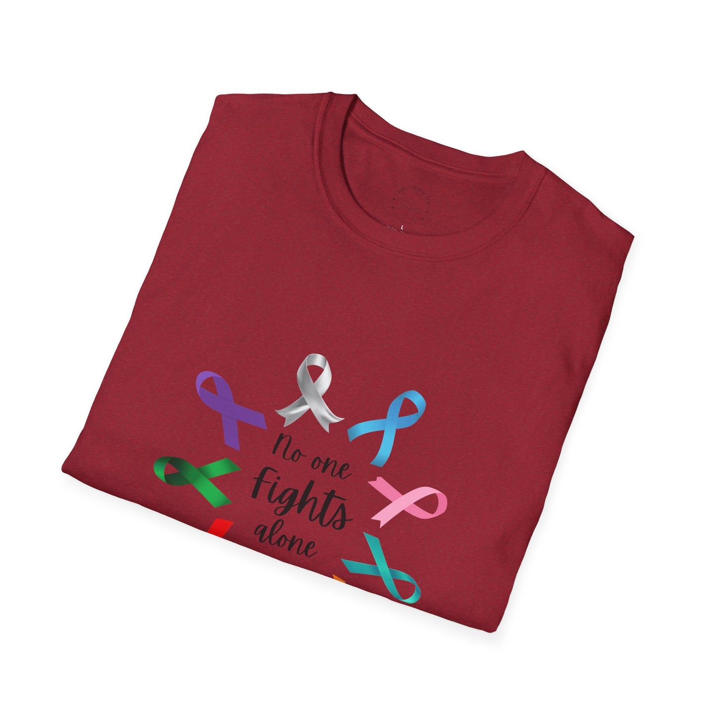 Empowerment Ribbon T-Shirt - No One Fights Alone, Unisex Tee, Cancer Awareness Apparel, Supportive Gift, Comfort & Hope