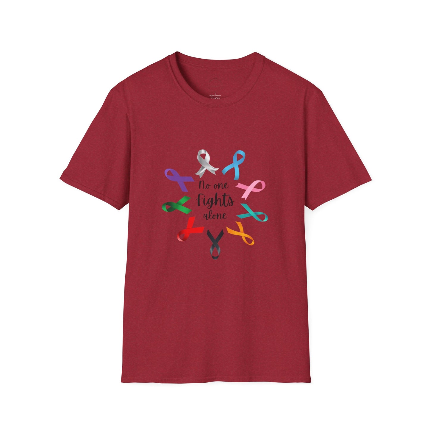Empowerment Ribbon T-Shirt - No One Fights Alone, Unisex Tee, Cancer Awareness Apparel, Supportive Gift, Comfort & Hope