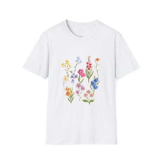 Wildflower Unisex Softstyle T-Shirt, Cute Spring Tee, Nature Lover Gift, Casual Wear, Ideal for Birthdays