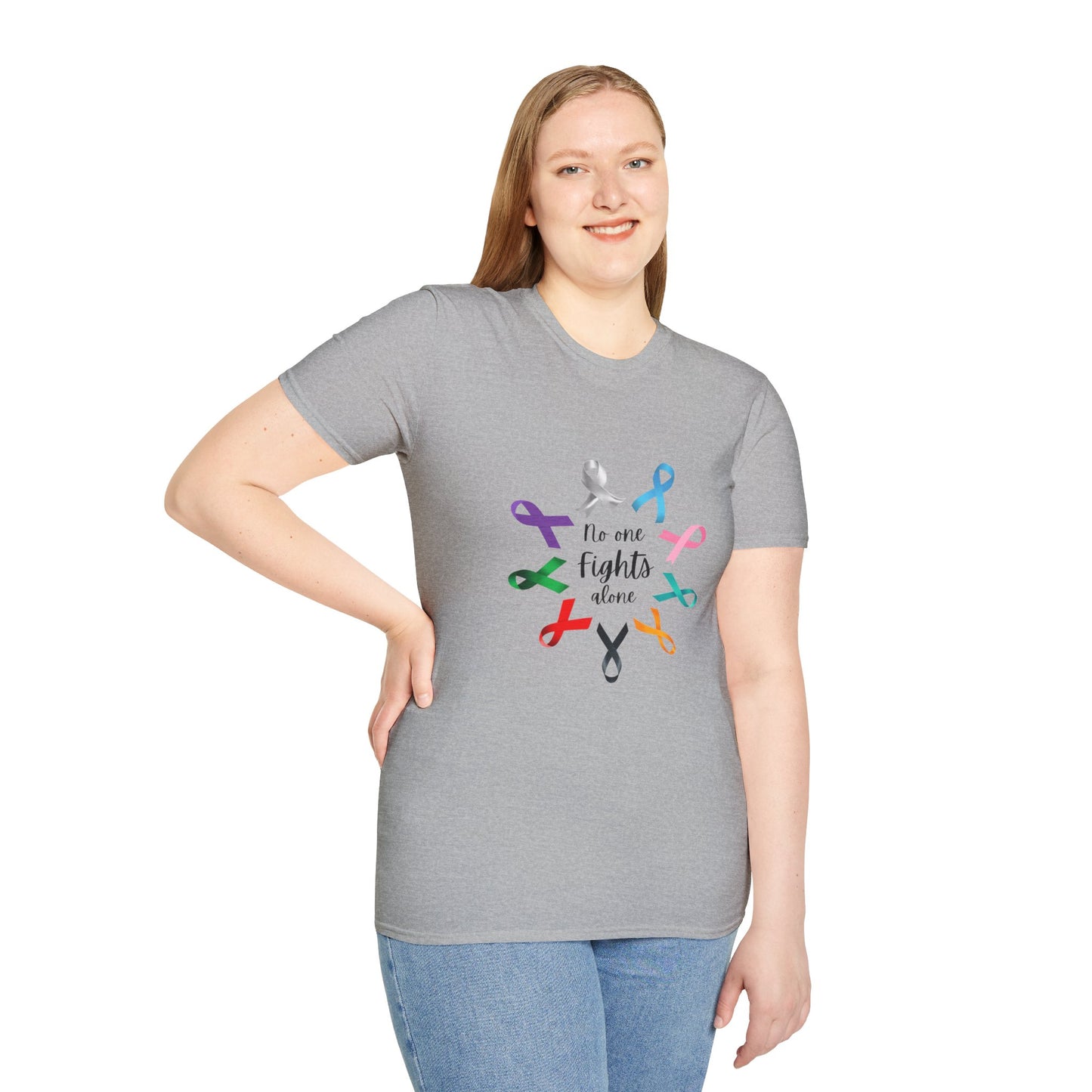 Empowerment Ribbon T-Shirt - No One Fights Alone, Unisex Tee, Cancer Awareness Apparel, Supportive Gift, Comfort & Hope