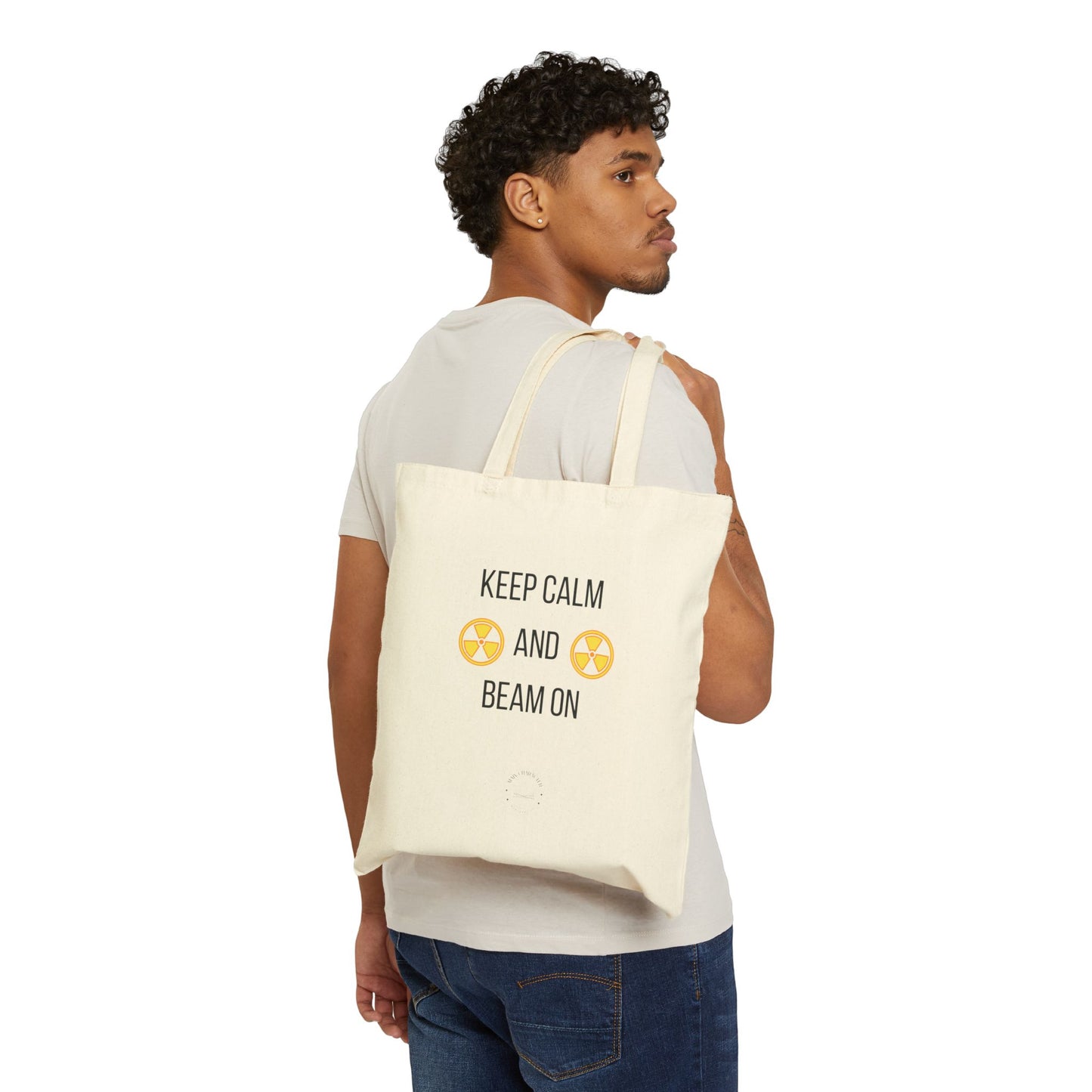 Keep Calm and Beam On Tote Bag, Reusable Shopping Bag, Eco-Friendly Gift, Motivational Canvas Bag, Beach Tote, Everyday Use Bag