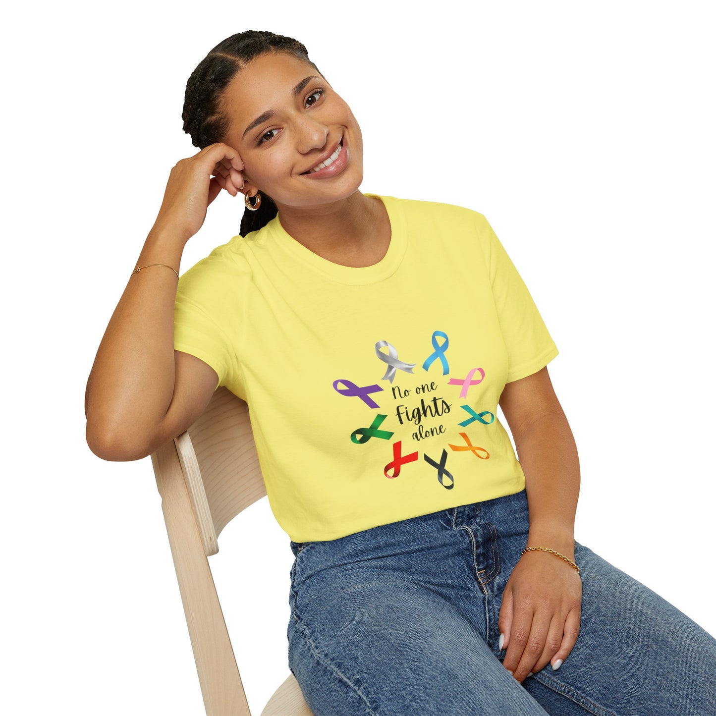 Empowerment Ribbon T-Shirt - No One Fights Alone, Unisex Tee, Cancer Awareness Apparel, Supportive Gift, Comfort & Hope