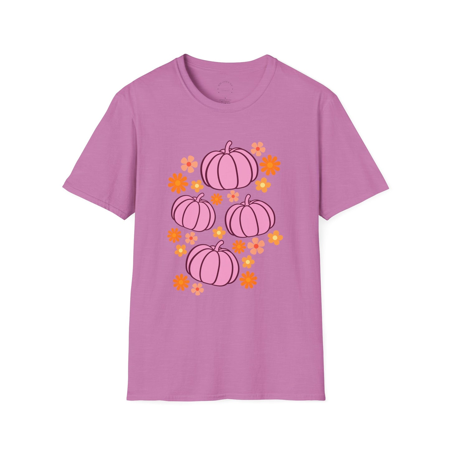 Pink Pumpkin Blooms T-Shirt | Autumn Style Tee, Fall Fashion, Halloween Shirt, Cute Casual Wear, Gift for Her
