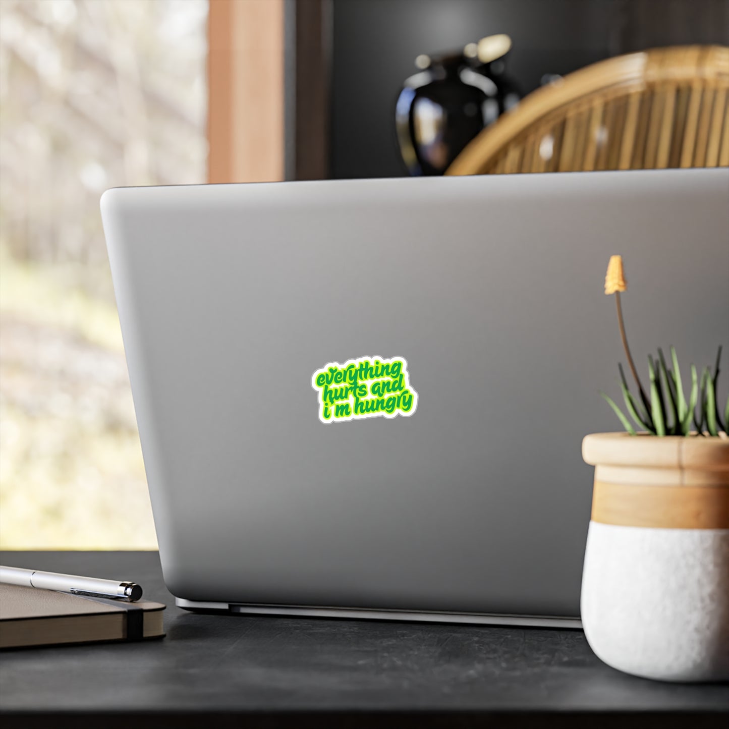 Pain and Hunger Sticker, Funny Kiss-Cut Vinyl Decals for Home Decor, Laptop Stickers, Gift for Food Lovers, Quirky Wall Art, Humorous Decals