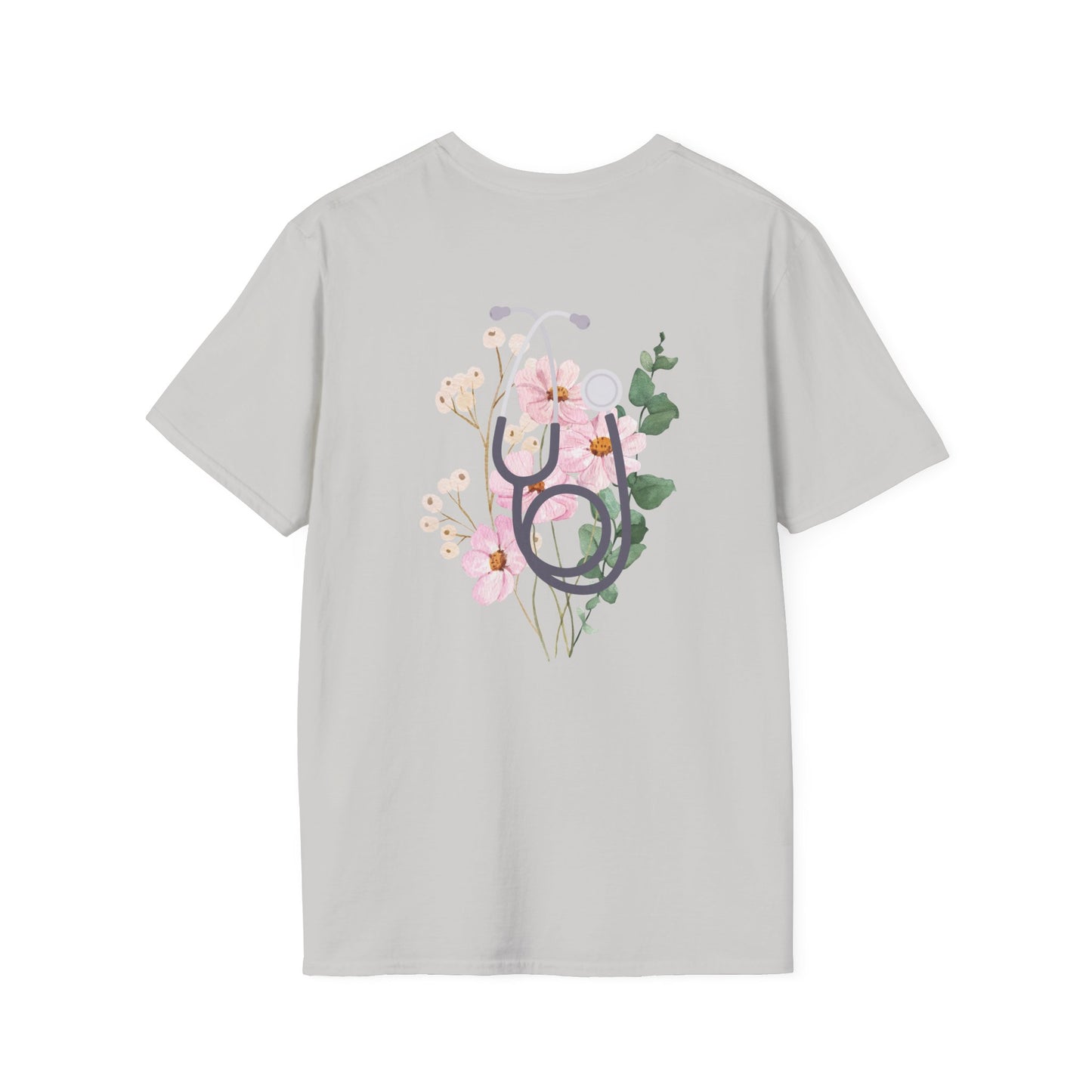 Floral Nurse T-Shirt, Botanical Graphic Tee, Casual Everyday Wear, Perfect for Spring