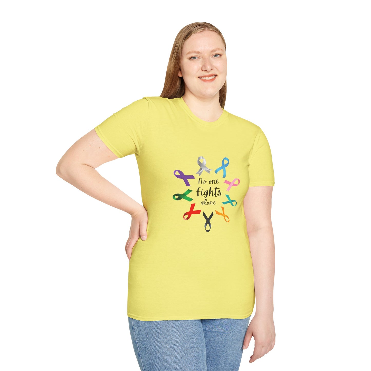 Empowerment Ribbon T-Shirt - No One Fights Alone, Unisex Tee, Cancer Awareness Apparel, Supportive Gift, Comfort & Hope