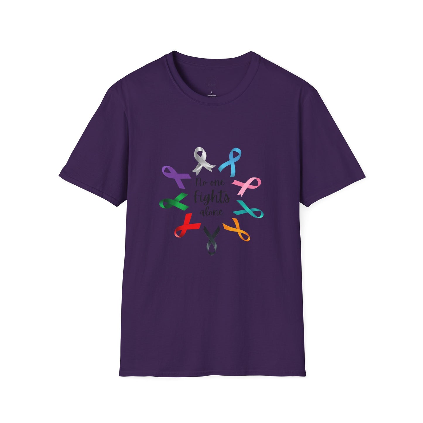 Empowerment Ribbon T-Shirt - No One Fights Alone, Unisex Tee, Cancer Awareness Apparel, Supportive Gift, Comfort & Hope