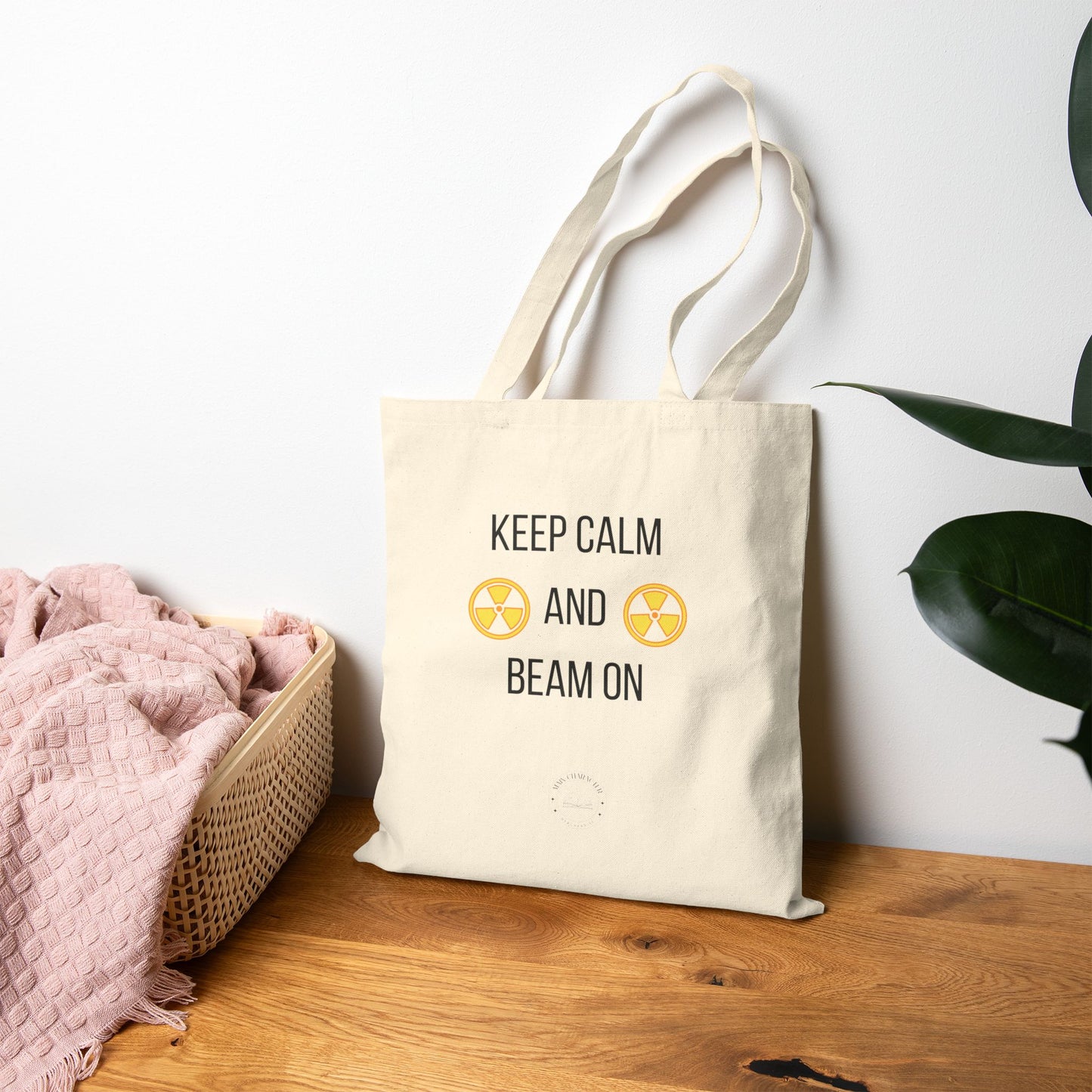 Keep Calm and Beam On Tote Bag, Reusable Shopping Bag, Eco-Friendly Gift, Motivational Canvas Bag, Beach Tote, Everyday Use Bag