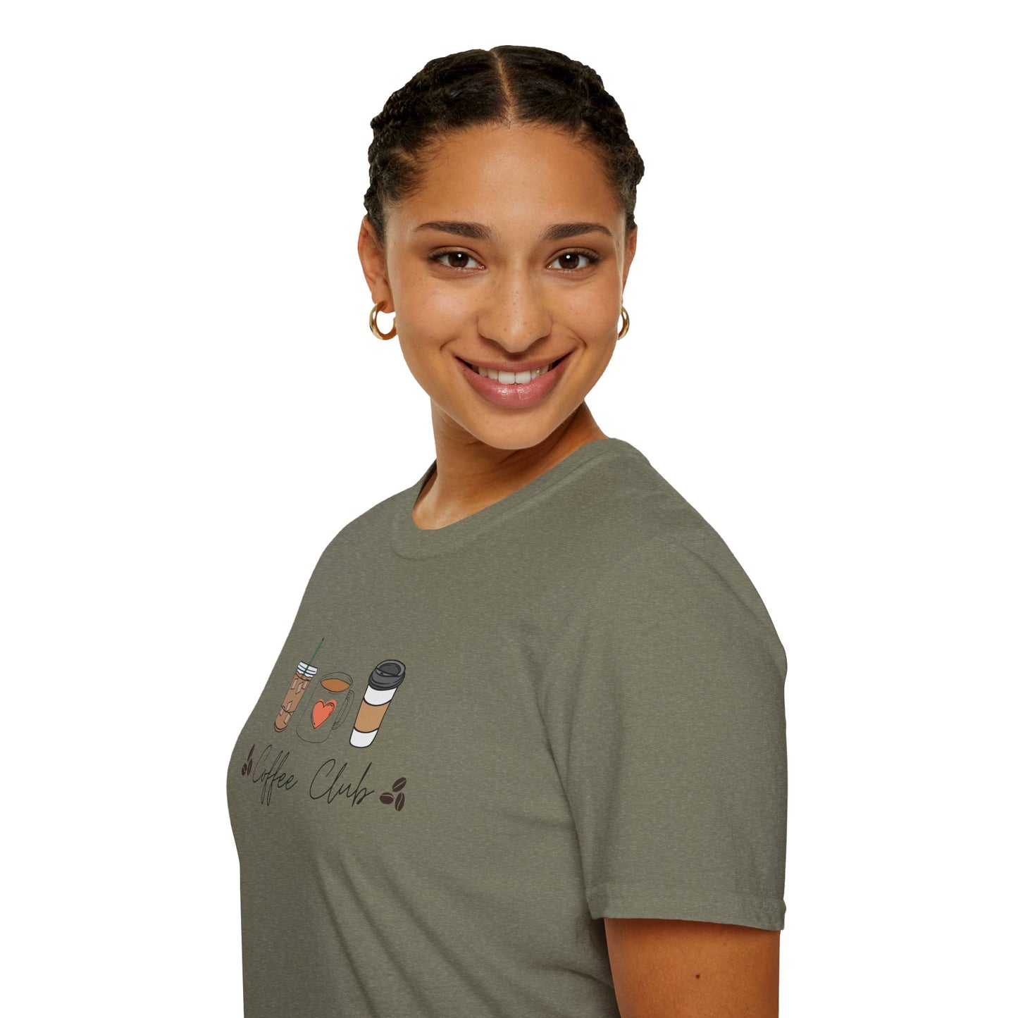 Coffee Club Unisex Softstyle T-Shirt, Coffee Lover's Tee, Funny Shirt, Gift for Baristas, Casual Wear, Perfect for Coffee Lovers