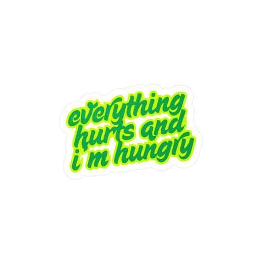 Pain and Hunger Sticker, Funny Kiss-Cut Vinyl Decals for Home Decor, Laptop Stickers, Gift for Food Lovers, Quirky Wall Art, Humorous Decals