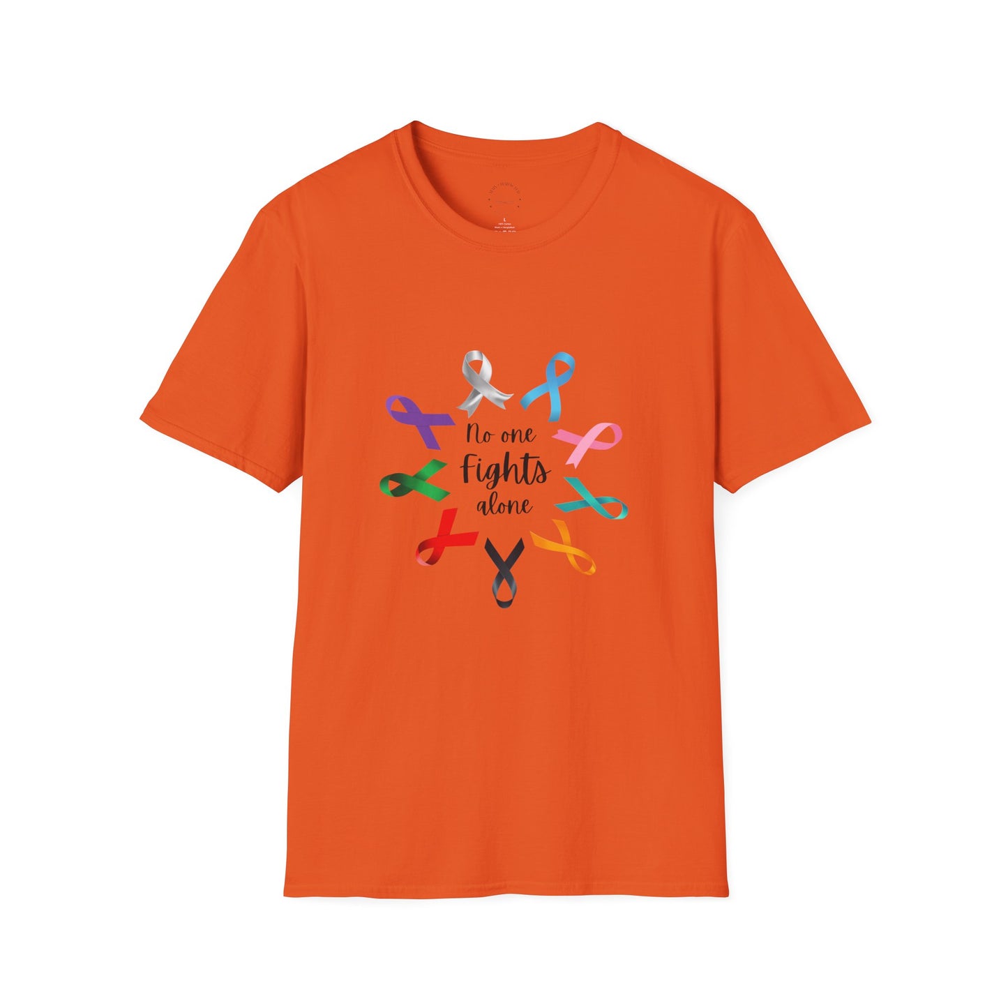 Empowerment Ribbon T-Shirt - No One Fights Alone, Unisex Tee, Cancer Awareness Apparel, Supportive Gift, Comfort & Hope