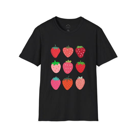 Strawberry Graphic Tee, Softstyle T-Shirt, Summer Casual Top, Fruit Lover's Shirt