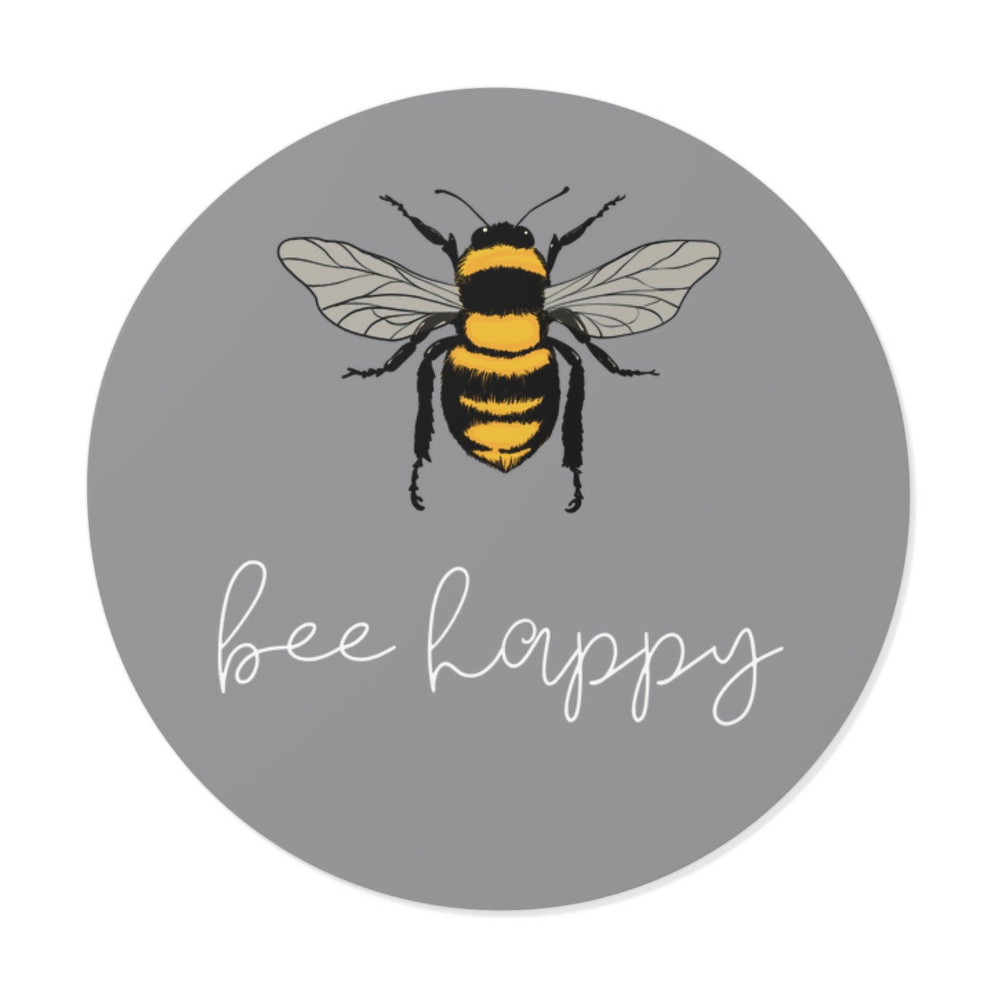 Bee Happy Round Vinyl Stickers, Inspirational Bee Stickers, Cute Nature Decor, Gift for Gardeners, Positive Vibes Stickers