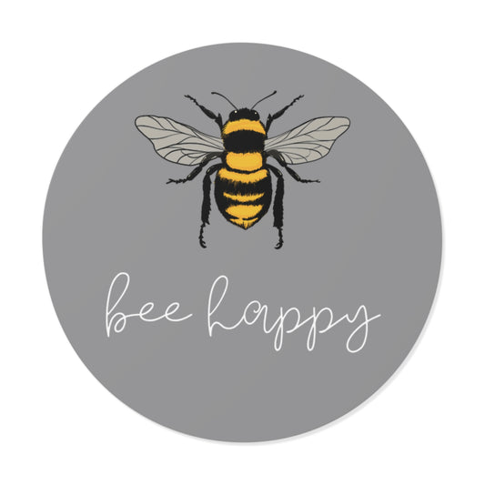 Bee Happy Round Vinyl Stickers, Inspirational Bee Stickers, Cute Nature Decor, Gift for Gardeners, Positive Vibes Stickers
