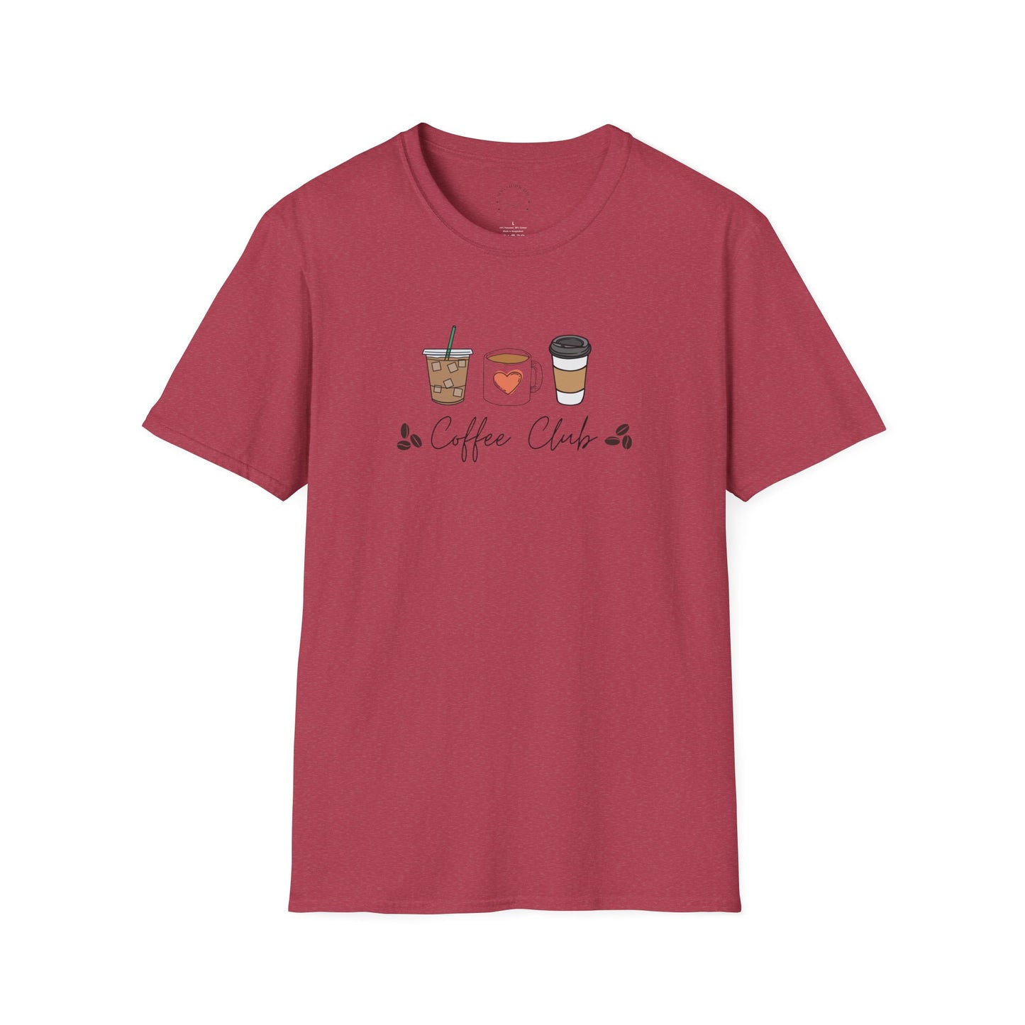 Coffee Club Unisex Softstyle T-Shirt, Coffee Lover's Tee, Funny Shirt, Gift for Baristas, Casual Wear, Perfect for Coffee Lovers