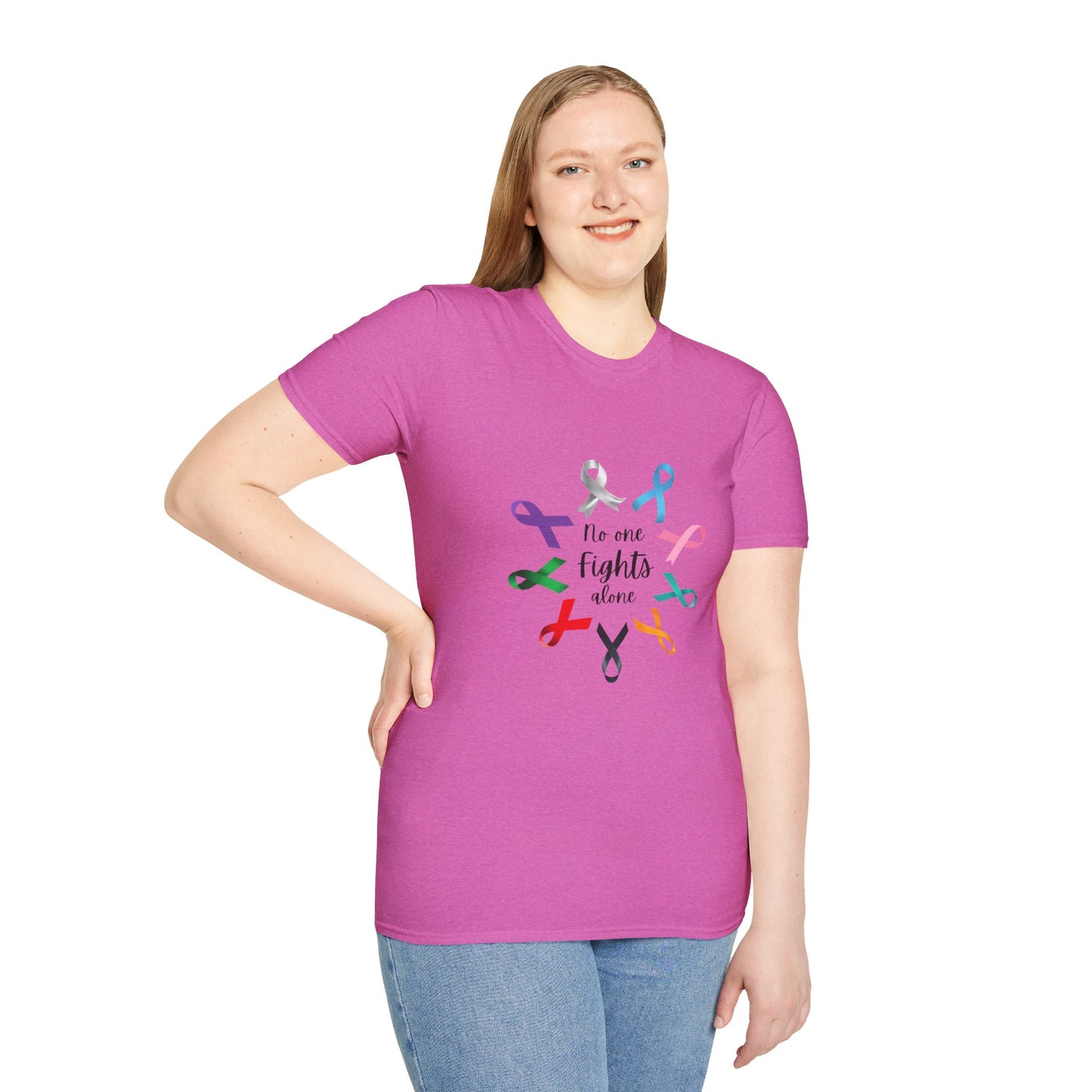 Empowerment Ribbon T-Shirt - No One Fights Alone, Unisex Tee, Cancer Awareness Apparel, Supportive Gift, Comfort & Hope