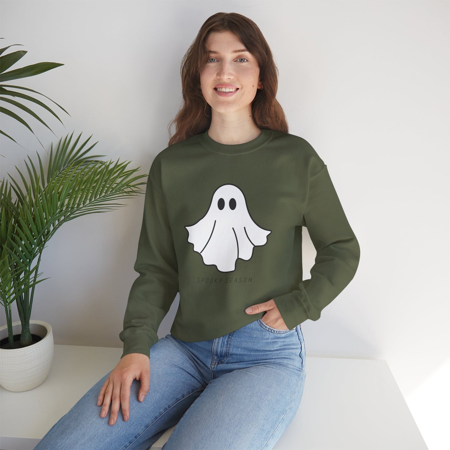 Spooky Season Ghost Sweatshirt, Cozy Halloween Crewneck for All Ages, Perfect Gift for Fall Celebrations, Unisex Sweatshirt, Spooky