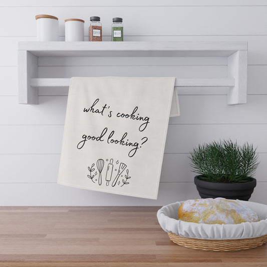 Charming Kitchen Tea Towels, What's Cooking Good Looking?, Gift for Home Chefs, Cute Kitchen Decor, Kitchen Accessories, Cooking Gifts