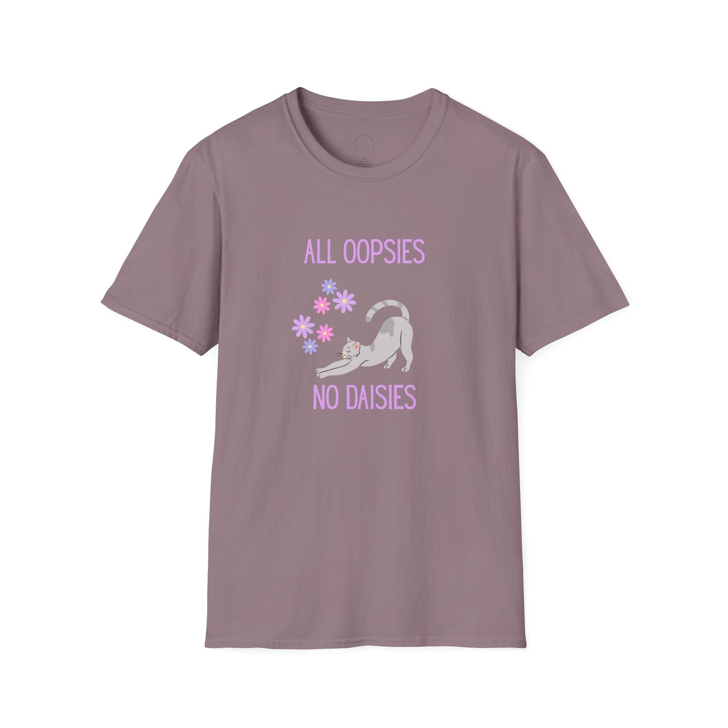All Oopsies No Daisies Cat T‑Shirt – Cute Pastel Floral Cat Tee