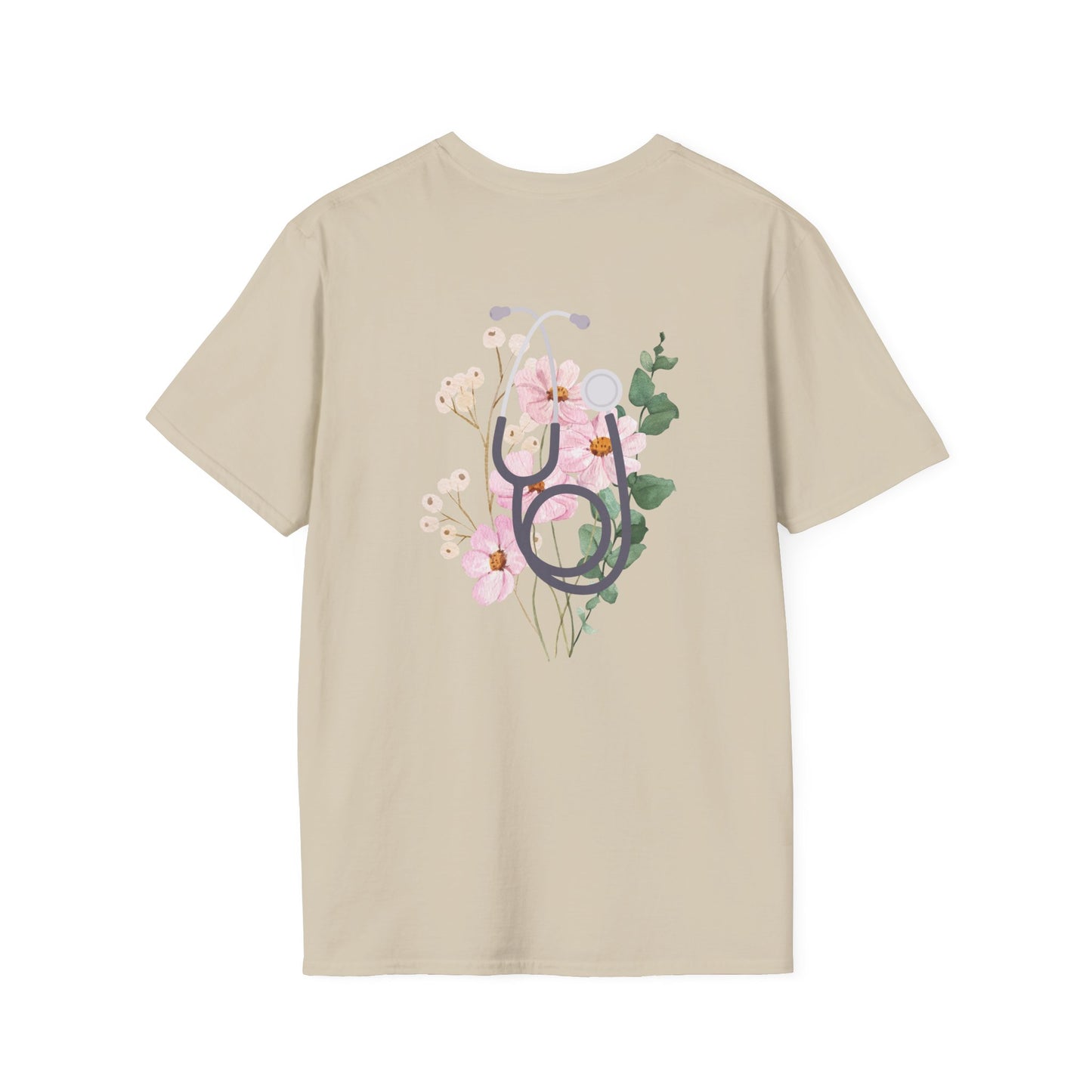 Floral Nurse T-Shirt, Botanical Graphic Tee, Casual Everyday Wear, Perfect for Spring