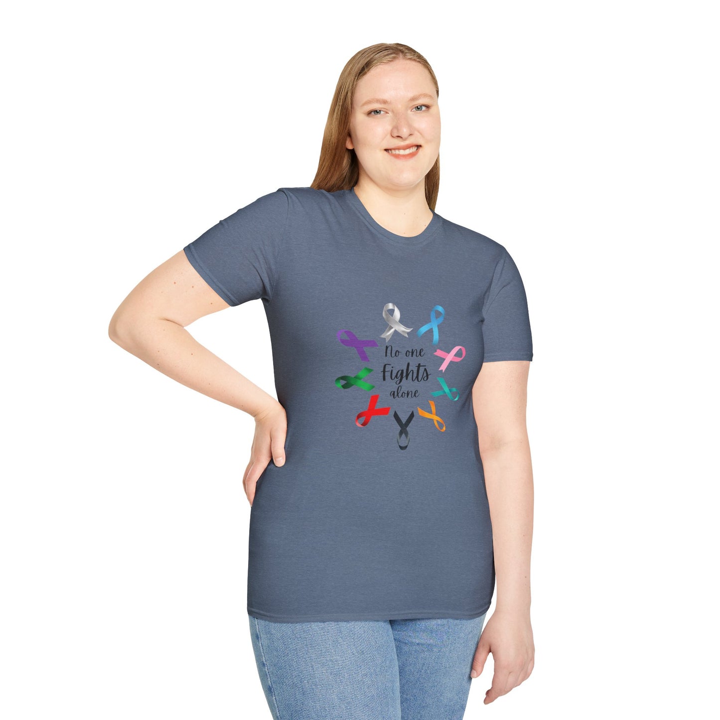 Empowerment Ribbon T-Shirt - No One Fights Alone, Unisex Tee, Cancer Awareness Apparel, Supportive Gift, Comfort & Hope