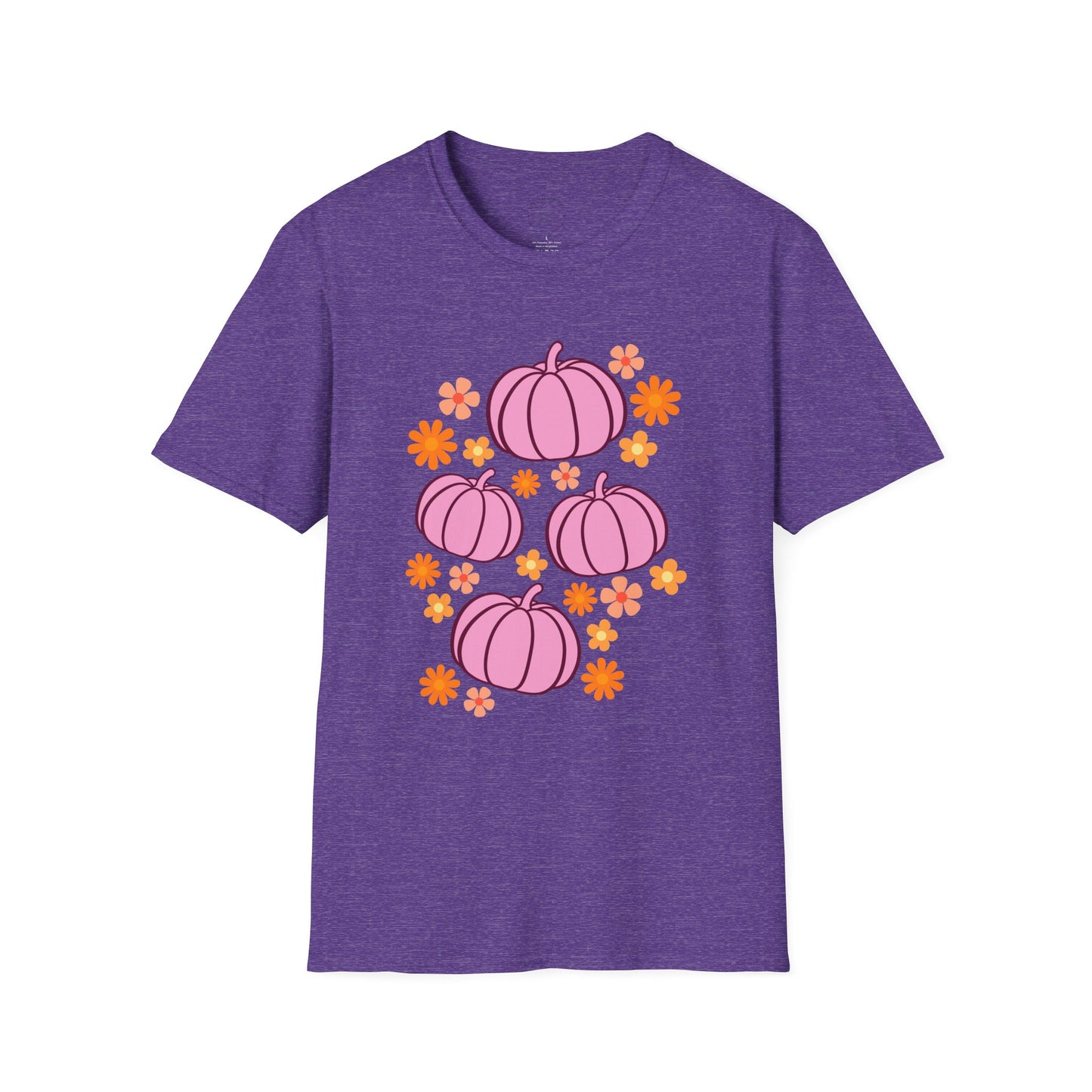 Pink Pumpkin Blooms T-Shirt | Autumn Style Tee, Fall Fashion, Halloween Shirt, Cute Casual Wear, Gift for Her