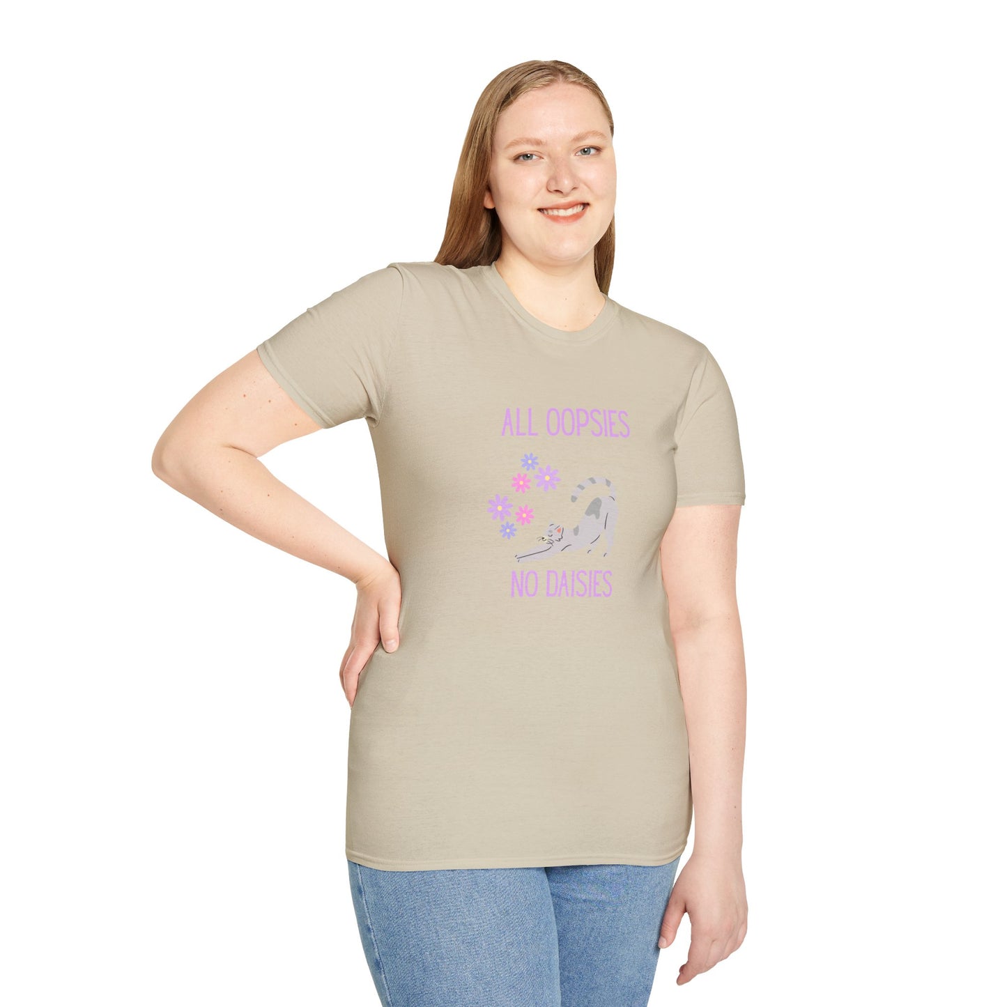 All Oopsies No Daisies Cat T‑Shirt – Cute Pastel Floral Cat Tee